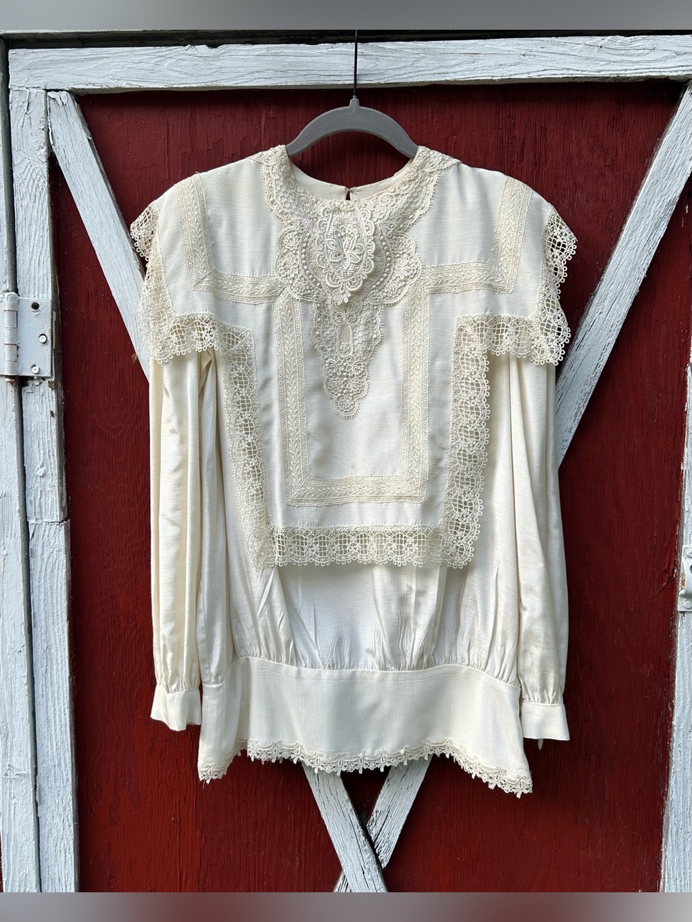Vintage Miss Ashlee Ivory Lace Edwardian Victorian Style Blouse~S~